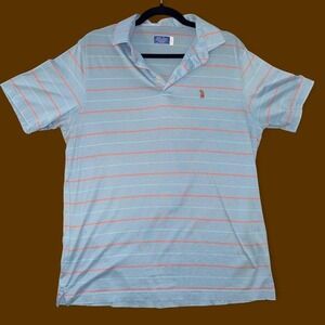 Southern Casanova Performance Striped Polo Shirt Men's Large Blue Golf Shirt